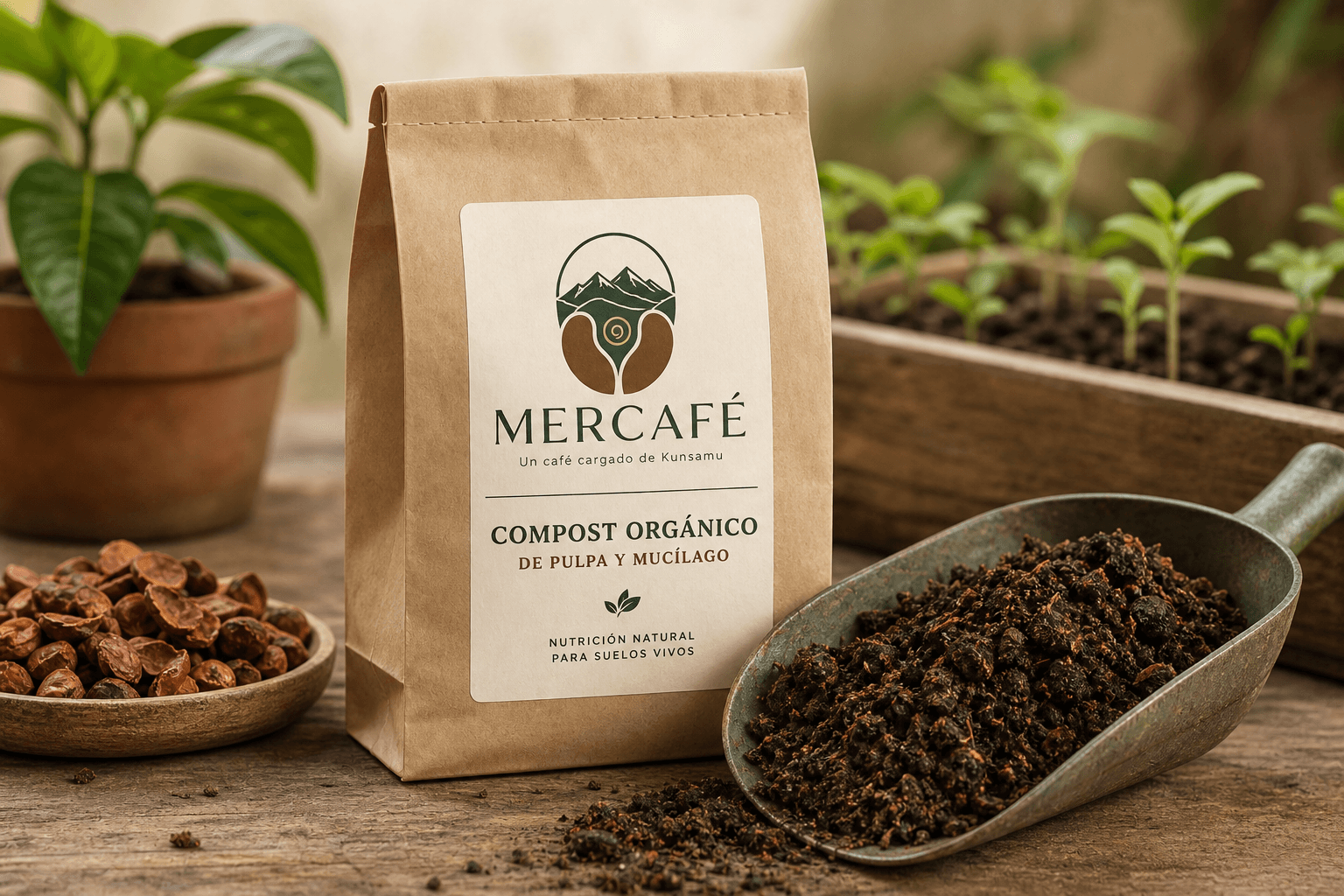 Compost orgánico de pulpa y mucílago