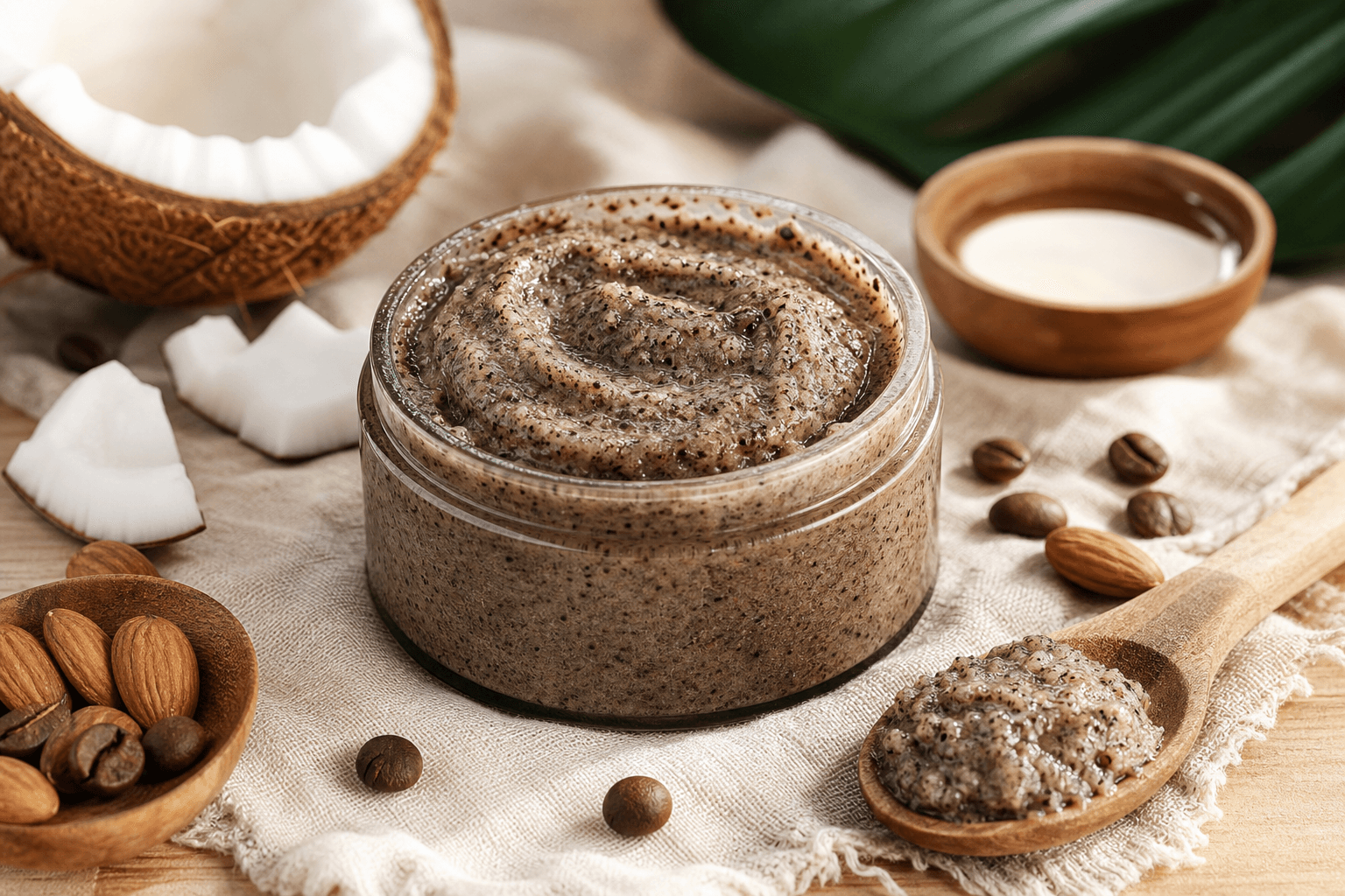 Exfoliante corporal de café y aceites naturales