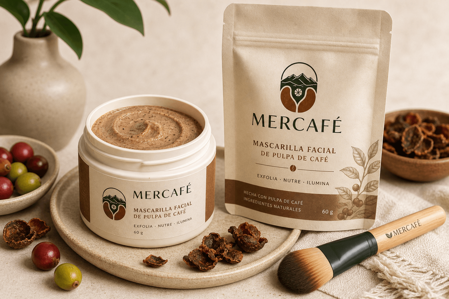 Mascarilla facial de pulpa de café